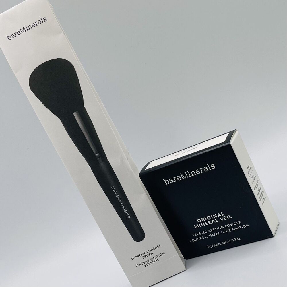 bareMinerals Original Pressed Mineral Veil Translucent with Finisher Brush New